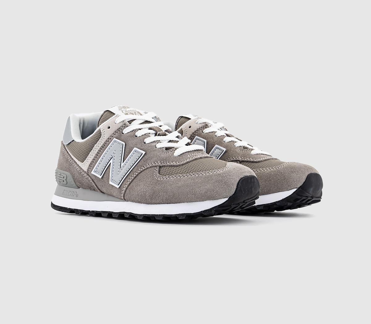 New Balance Mens 574 Trainers Grey White Green Leaf Rubber, 7