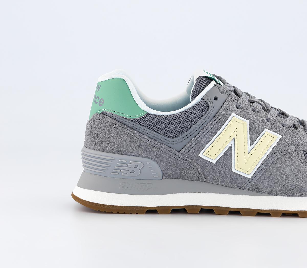 New Balance574 Trainers Slate Grey Green Offwhite Gum