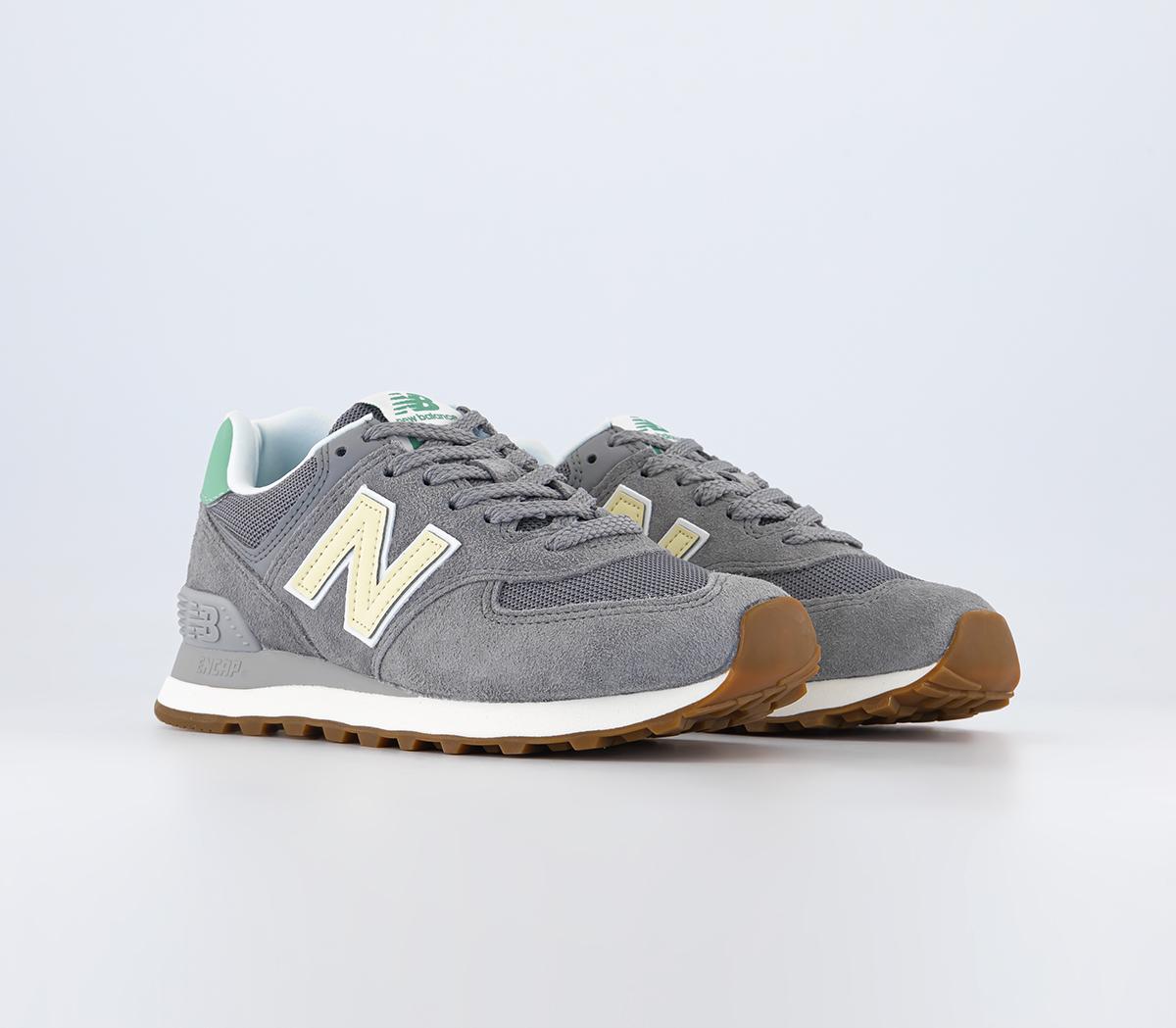 New Balance574 Trainers Slate Grey Green Offwhite Gum