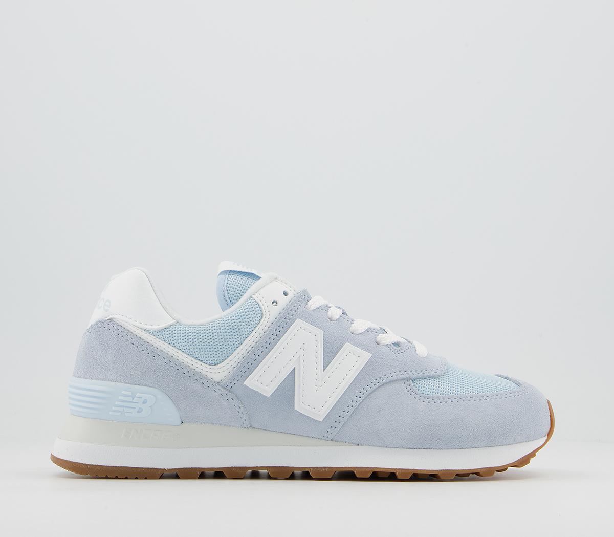 New Balance 574 Trainers Light Blue White - Women's Trainers