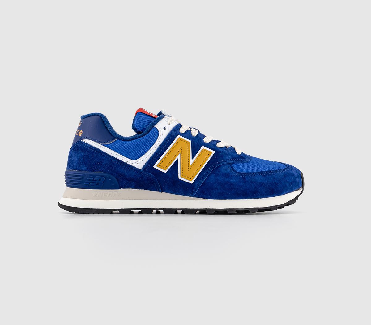 New balance 574 blue on sale yellow