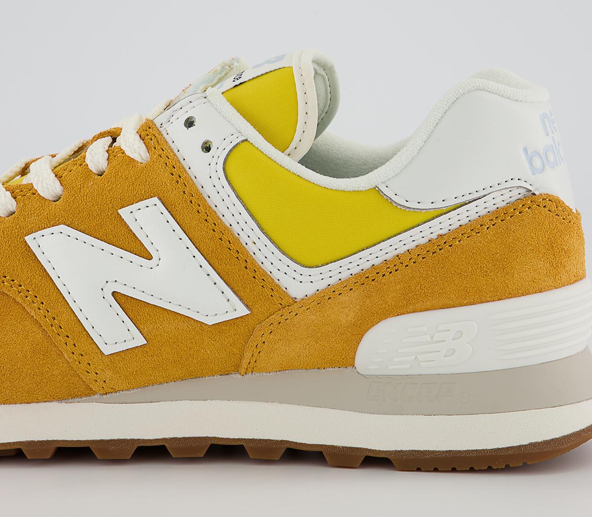 New Balance 574 Trainers Yellow White Womens Trainers