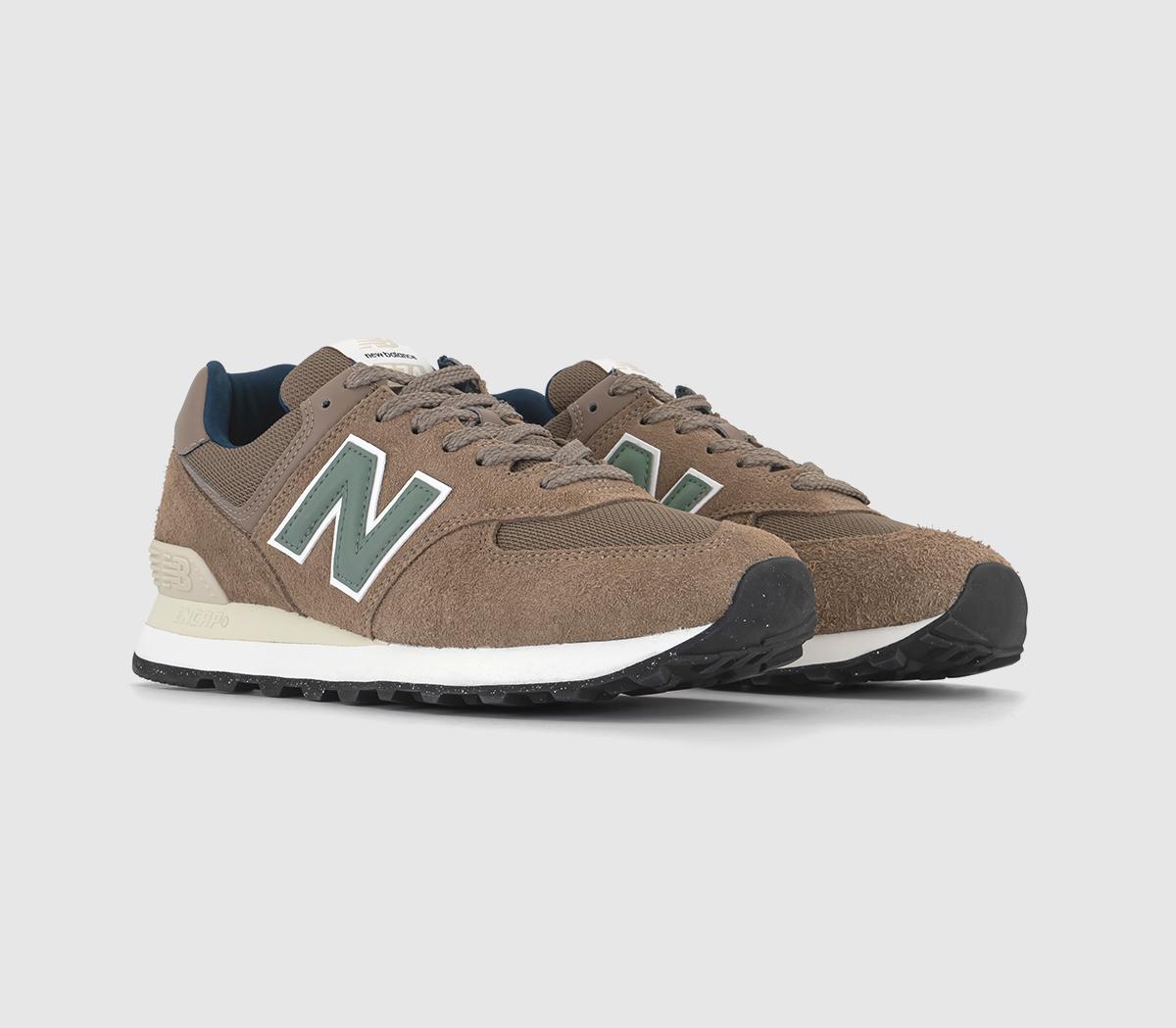 New Balance 574 Trainers Brown Green, 8