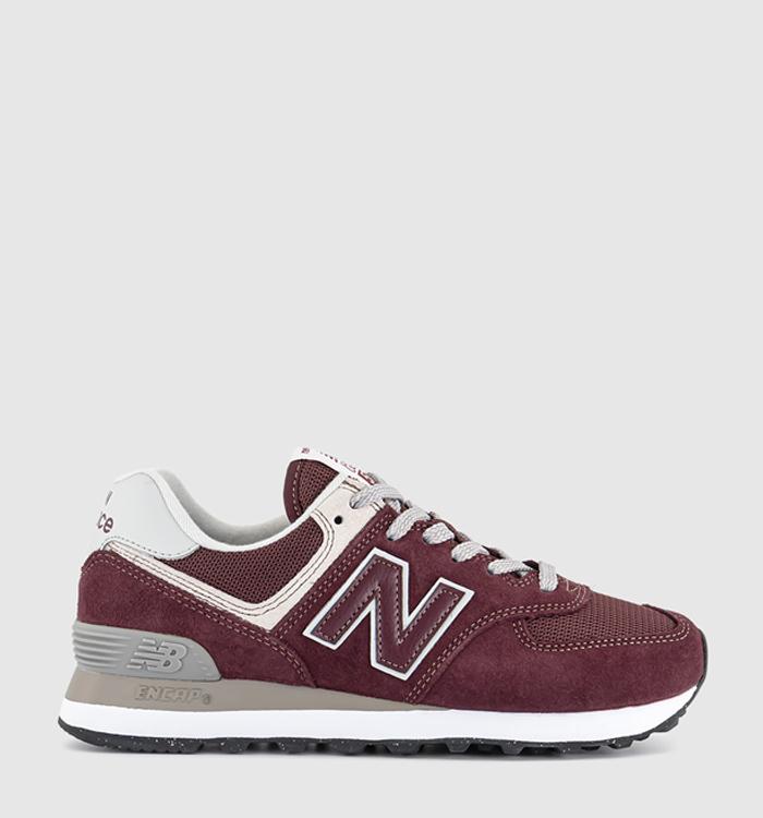 New Balance 574 Trainers Burgundy White