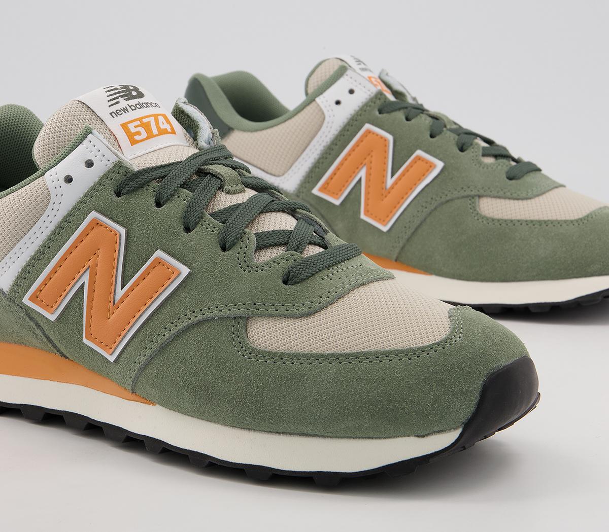 New Balance 574 Trainers Khaki Yellow Women's Trainers