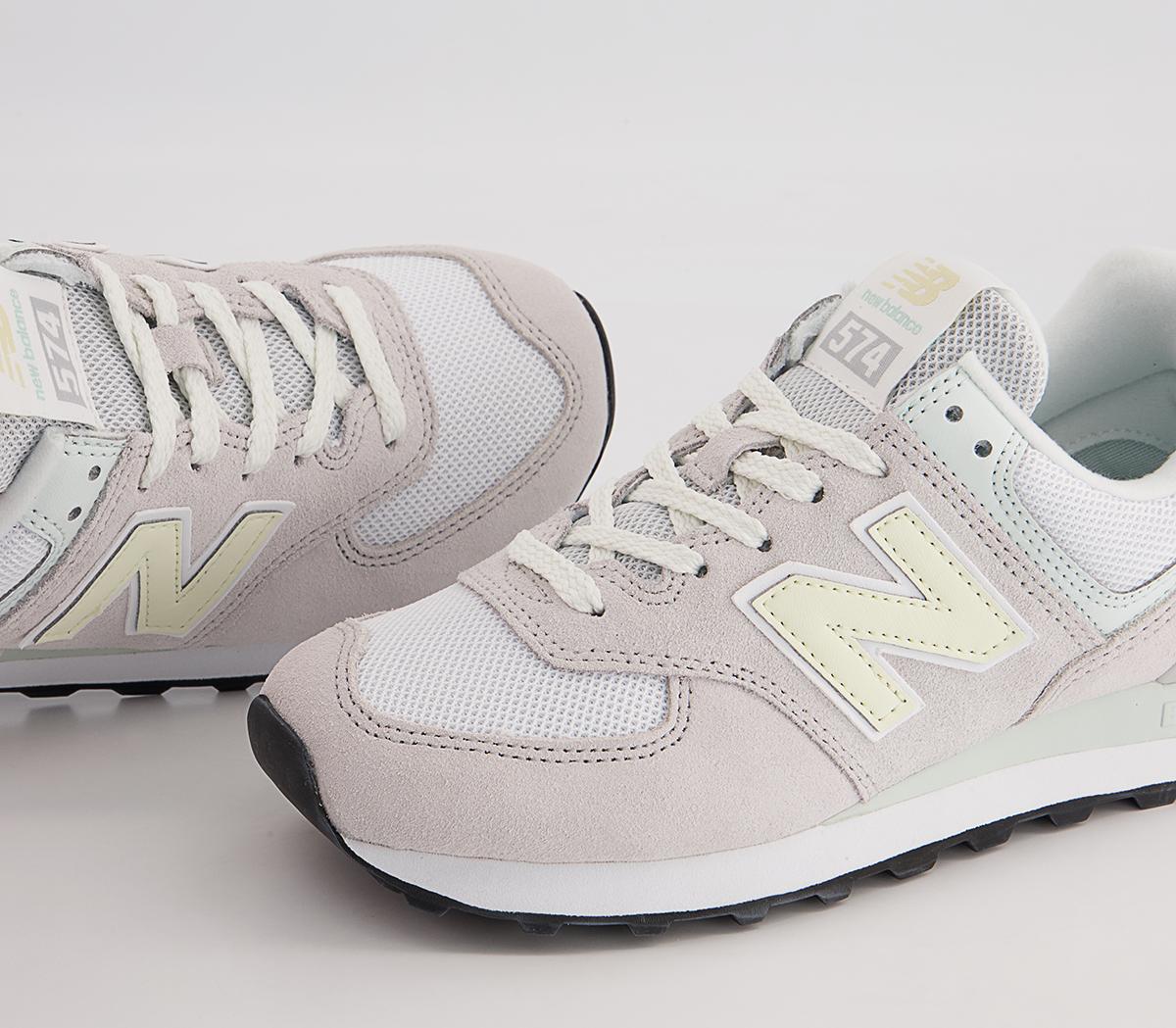 New Balance 574 Trainers Pastel Mint Lilac White Black - New Balance 574