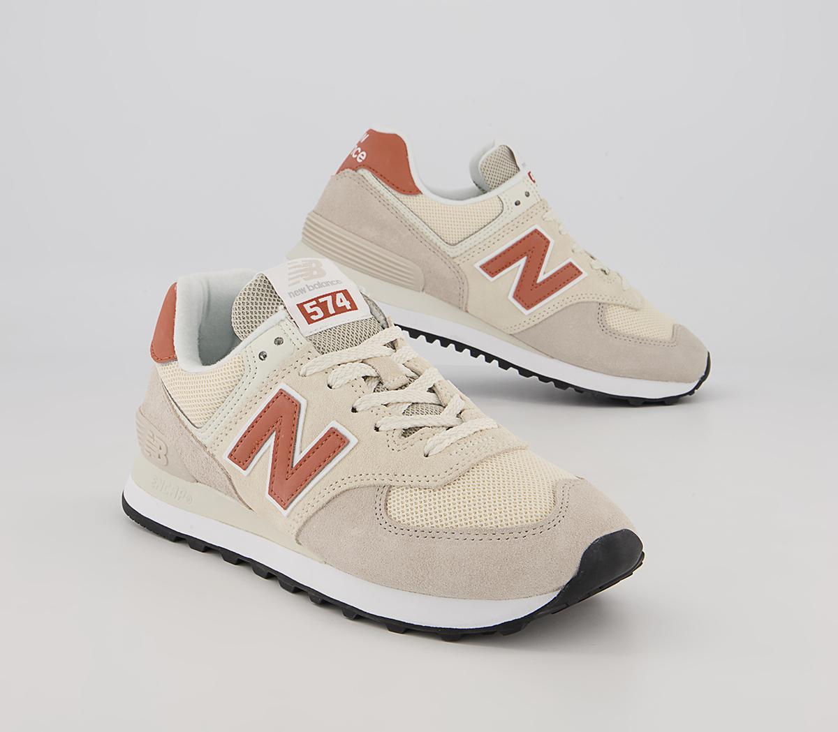 New Balance 574 Trainers Pink Peach White Black - New Balance 574