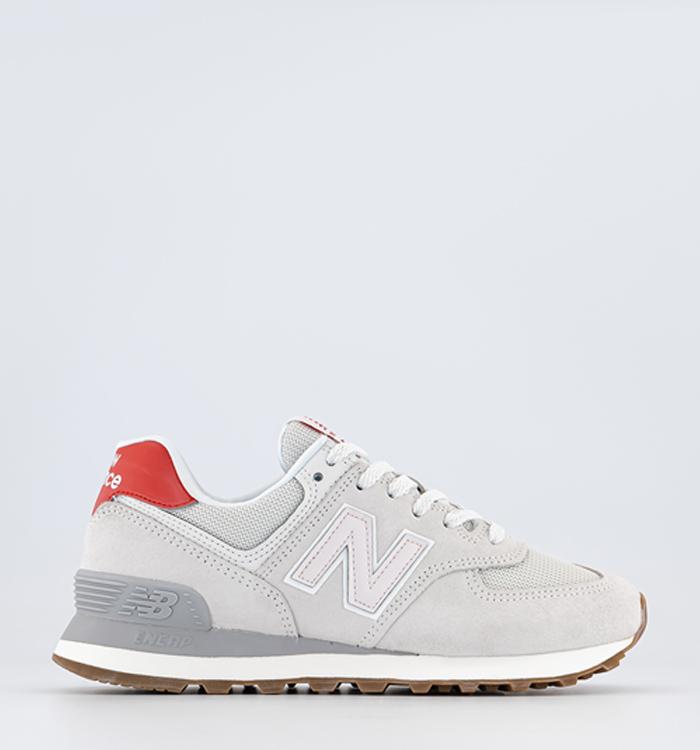 New Balance 574 Trainers Reflection Pink Red Grey Gum