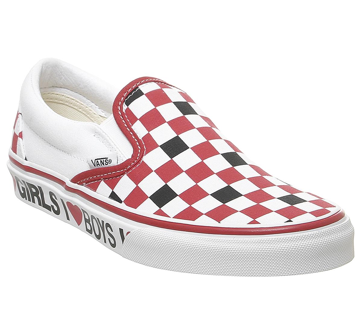 Vans slip on store red and black