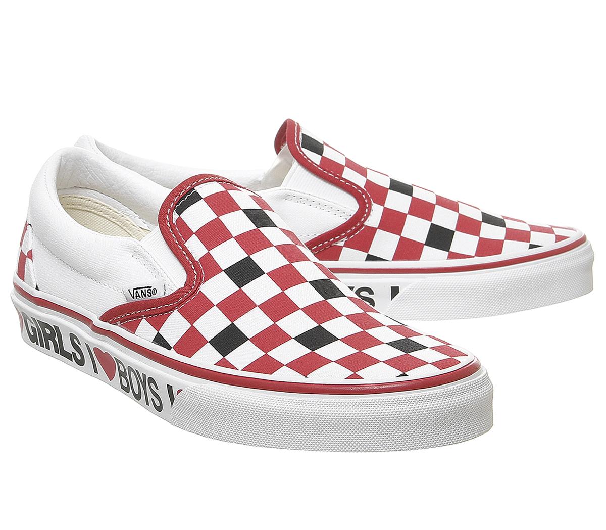 VansVans Classic Slip On TrainersBlack White Red I Heart