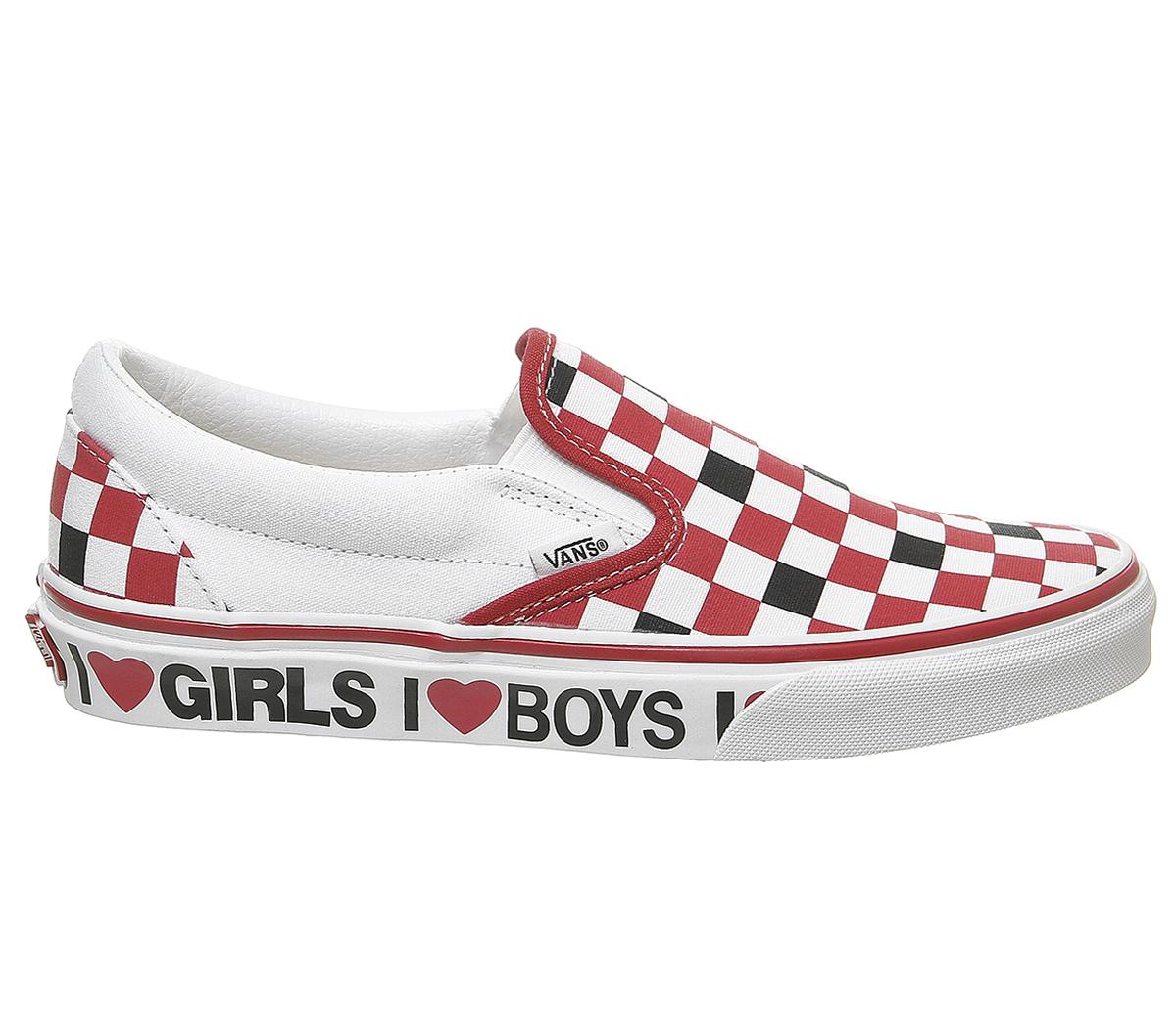 VansVans Classic Slip On TrainersBlack White Red I Heart