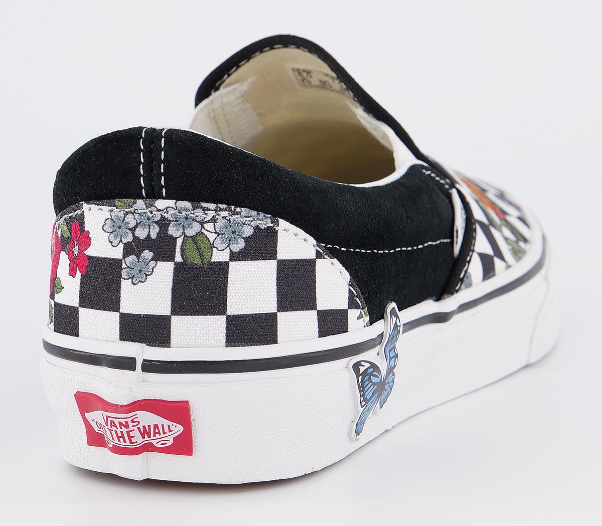 VansVans Classic Slip OnBlack True White Floral Checkerboard Exclusive
