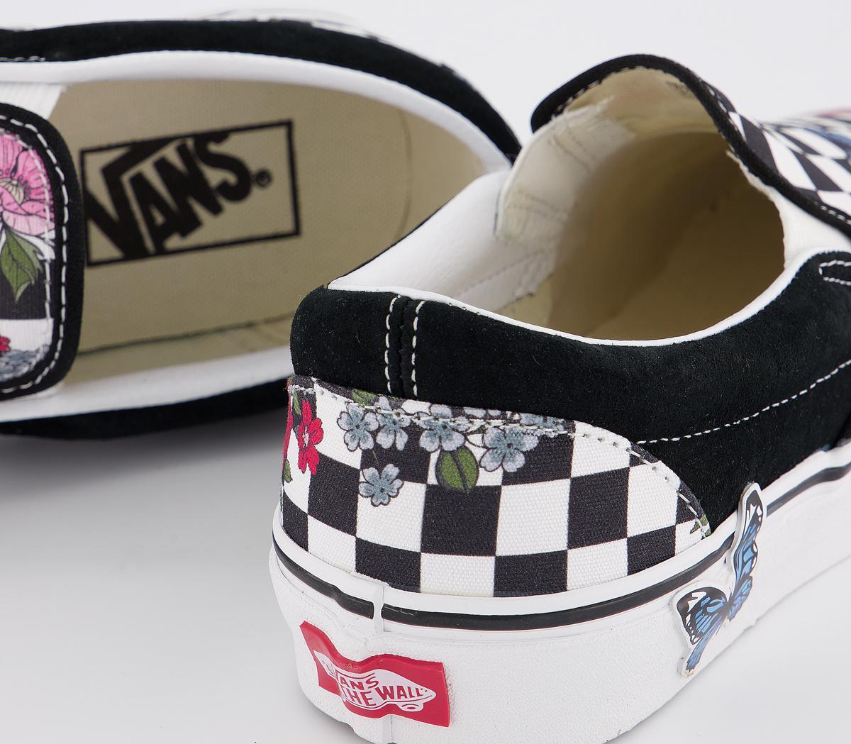 VansVans Classic Slip OnBlack True White Floral Checkerboard Exclusive