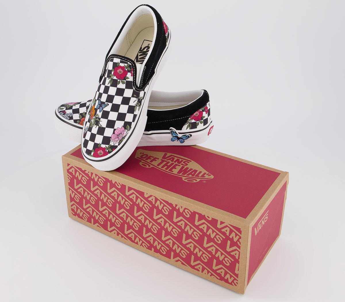 VansVans Classic Slip OnBlack True White Floral Checkerboard Exclusive