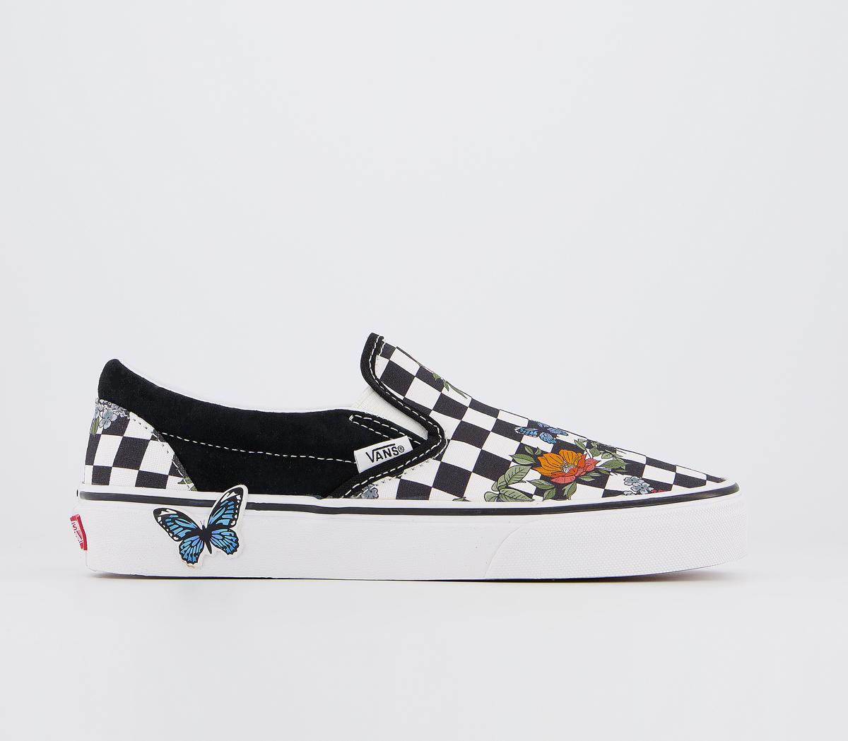 vans checkered floral slip ons