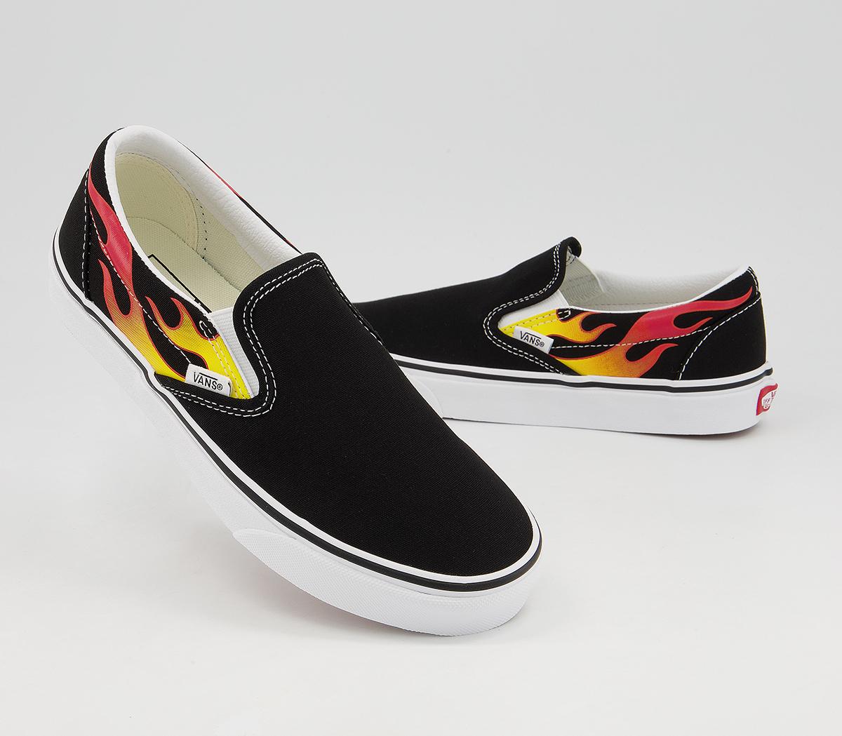 Vans Vans Classic Slip On Trainers Vans Vans Classic Slip On Trainers Flame Black True White