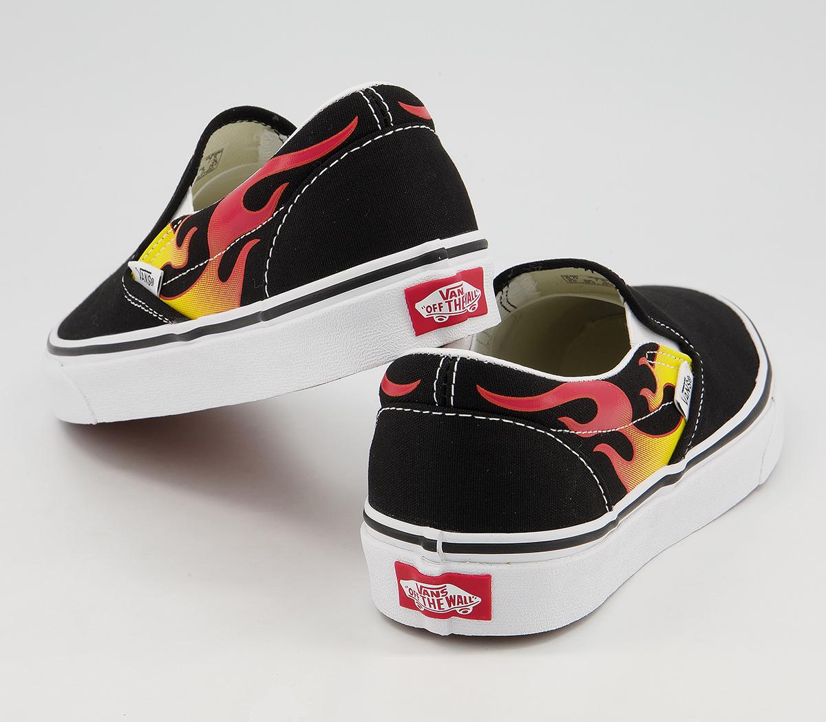 Vans Vans Classic Slip On Trainers Vans Vans Classic Slip On Trainers Flame Black True White
