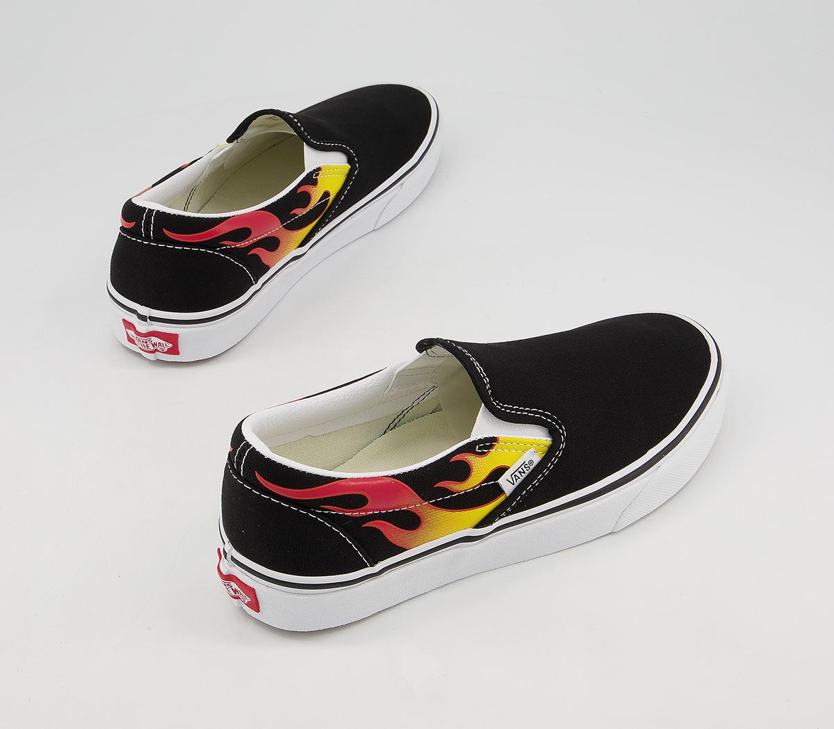 Vans Vans Classic Slip On Trainers Vans Vans Classic Slip On Trainers Flame Black True White