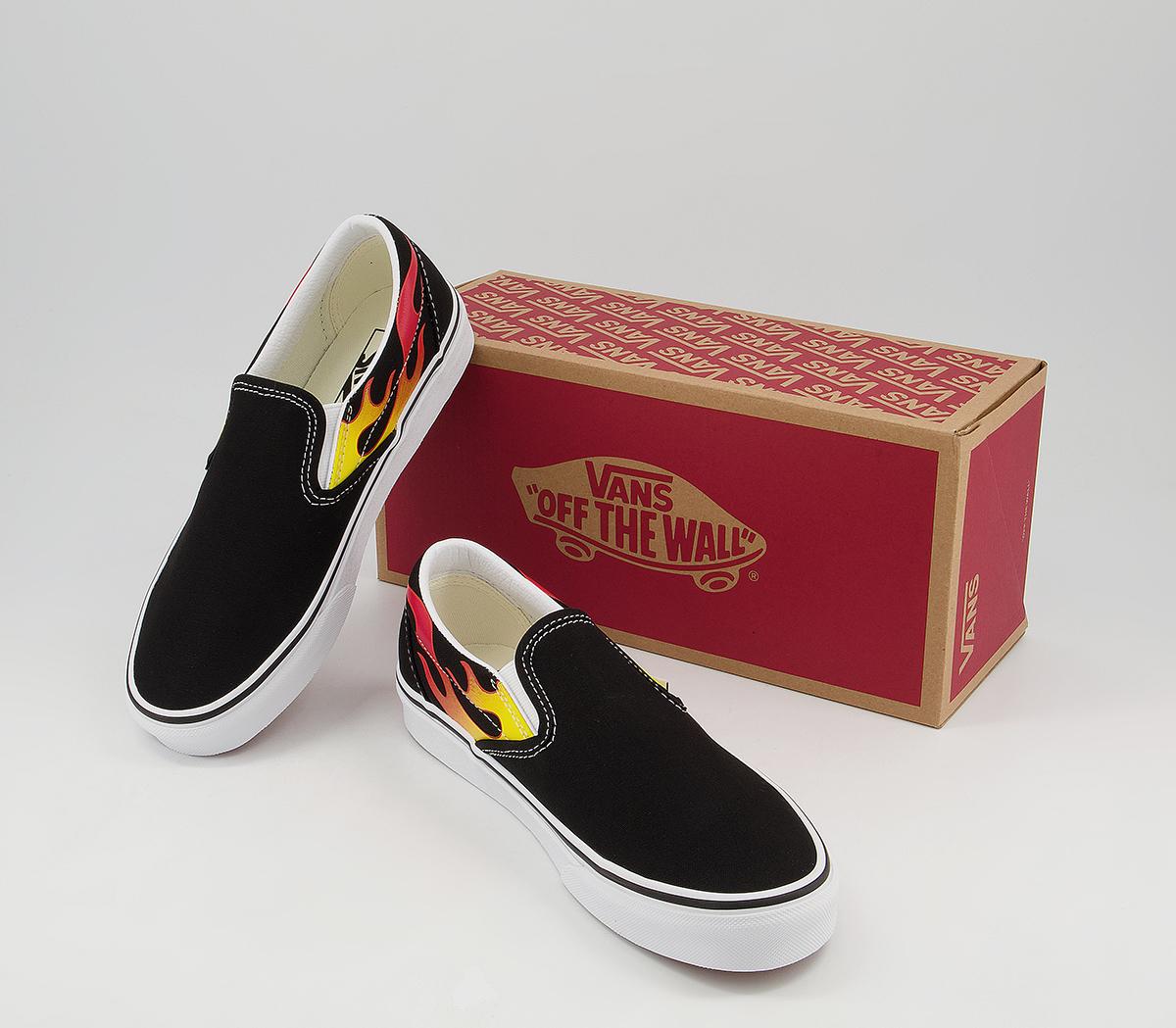 Vans Vans Classic Slip On Trainers Vans Vans Classic Slip On Trainers Flame Black True White