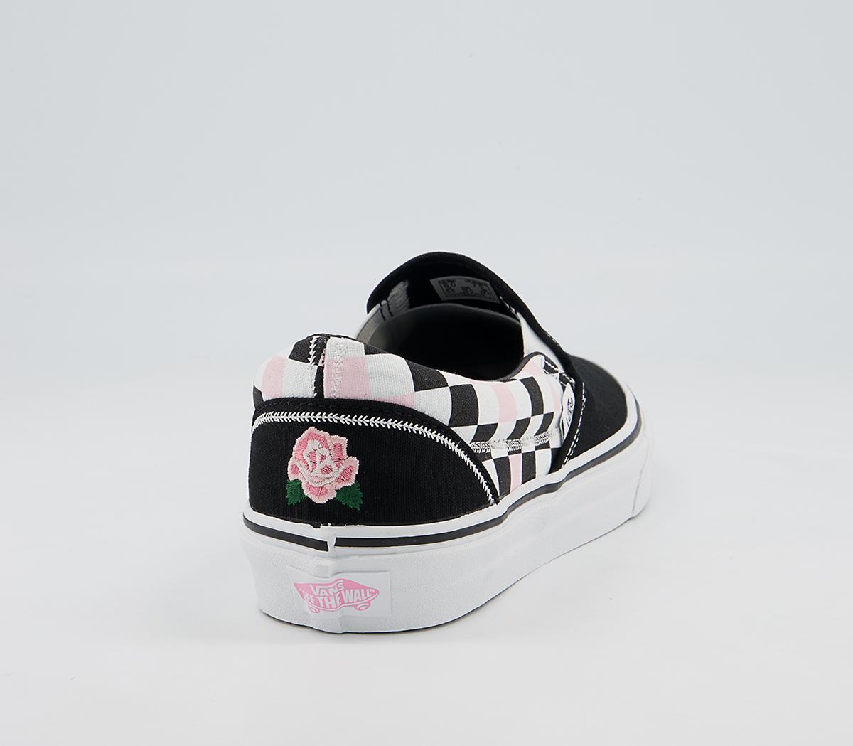 Vans Classic Slip On Trainers Vans Classic Slip On Trainers Feather Stitch Black Blushing Bride Exclusive