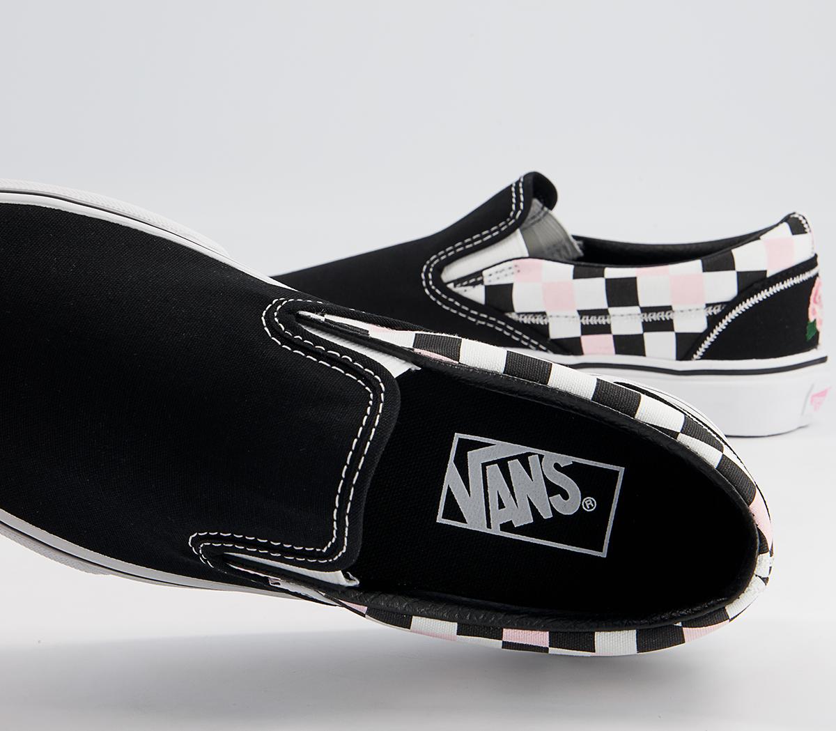 Vans Classic Slip On Trainers Vans Classic Slip On Trainers Feather Stitch Black Blushing Bride Exclusive