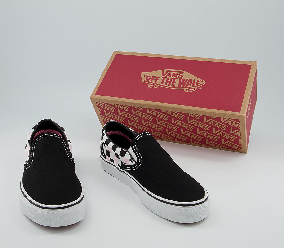 Vans Classic Slip On Trainers Vans Classic Slip On Trainers Feather Stitch Black Blushing Bride Exclusive