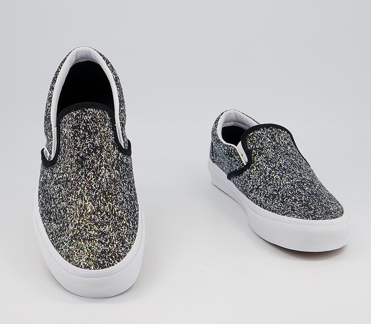 Vans Classic Slip On Trainers Shiny Party Black True White Vans