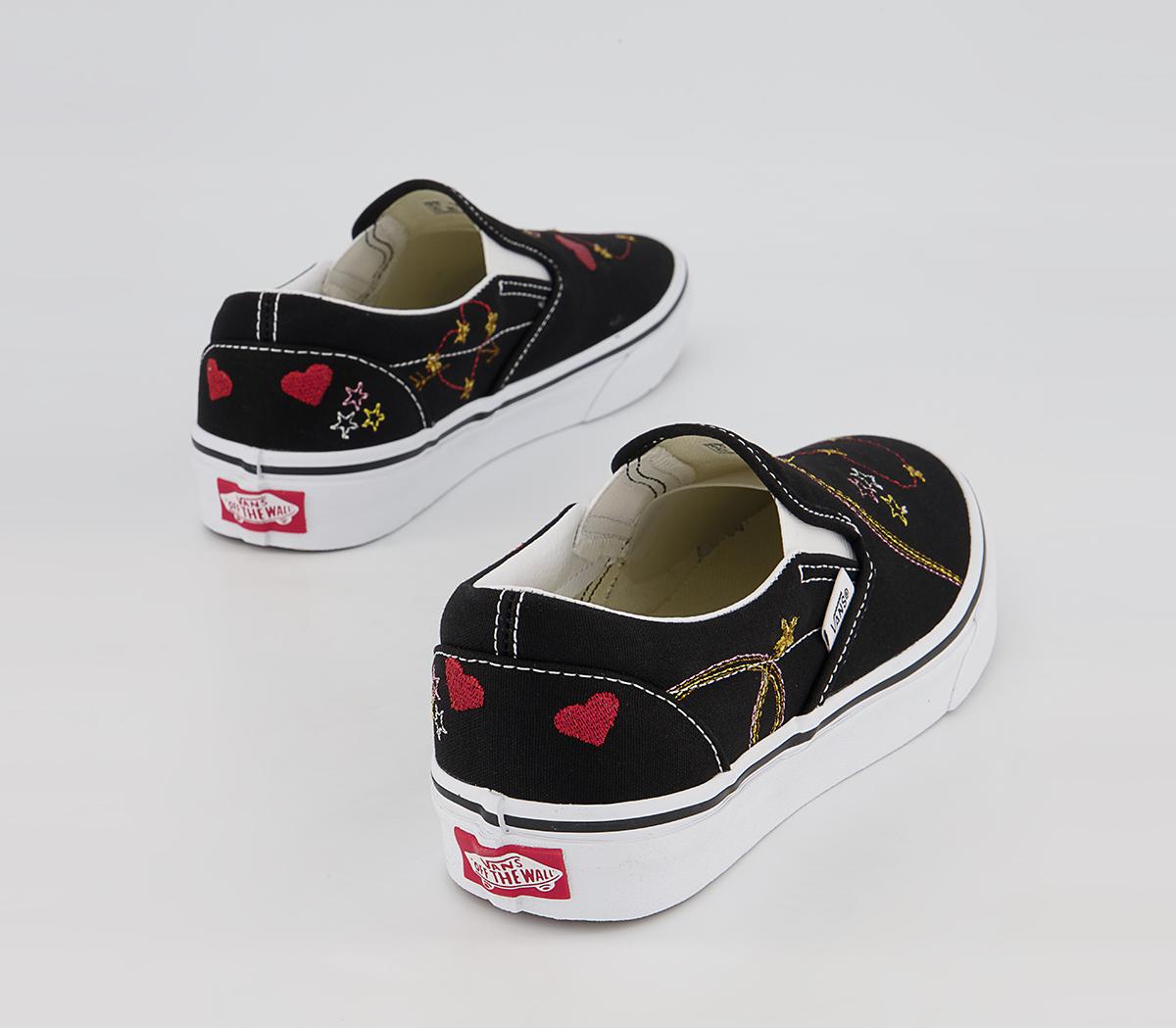 Vans Classic Slip On Trainers Vans Classic Slip On Trainers Black Gold Star Embroidery Exclusive