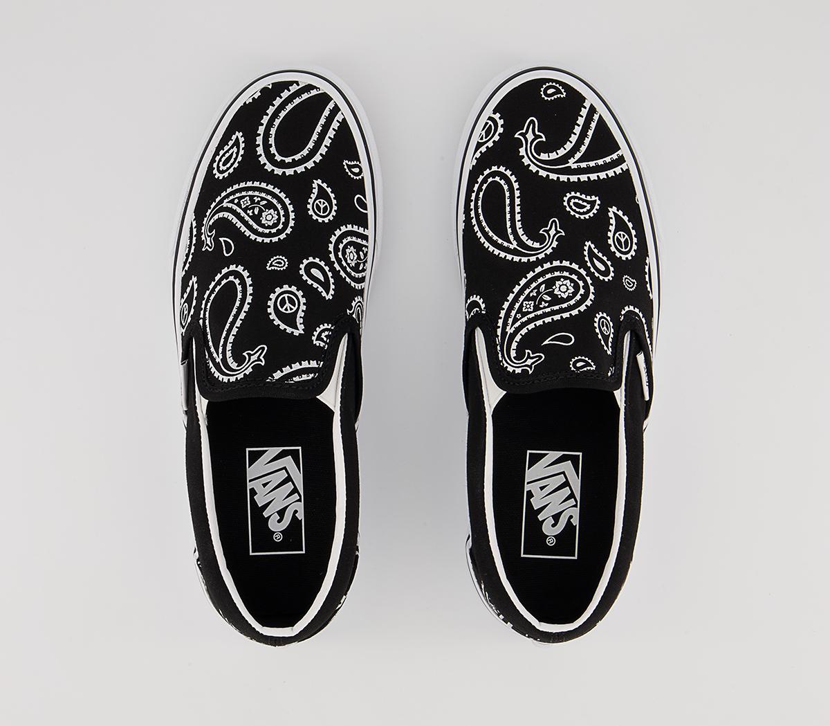 Vans Vans Classic Slip On Trainers Vans Vans Classic Slip On Trainers Paisley Black White