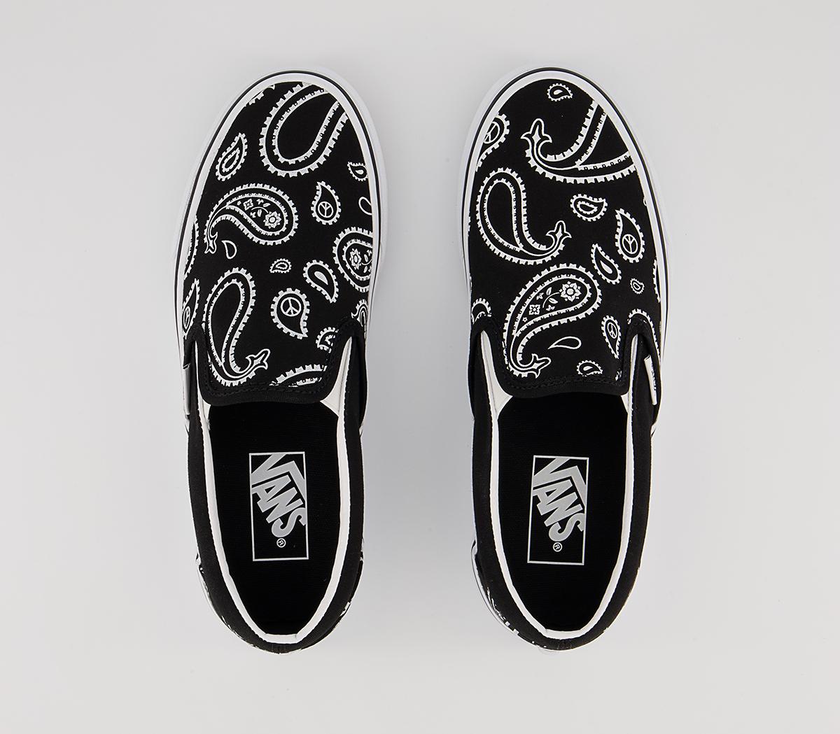 Vans Vans Classic Slip On Trainers Paisley Black White - Unisex Sports