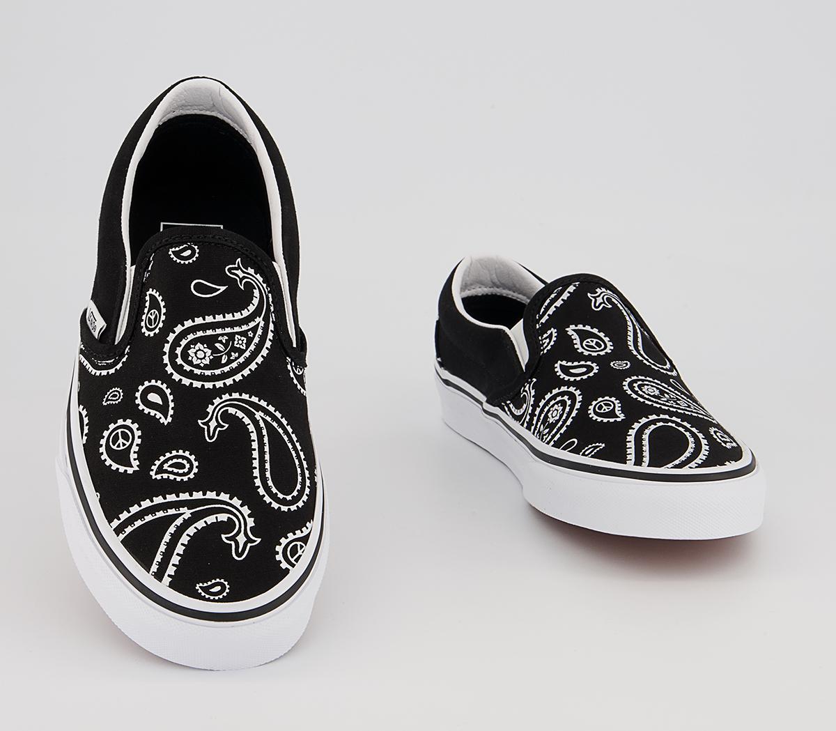 Vans Vans Classic Slip On Trainers Vans Vans Classic Slip On Trainers Paisley Black White