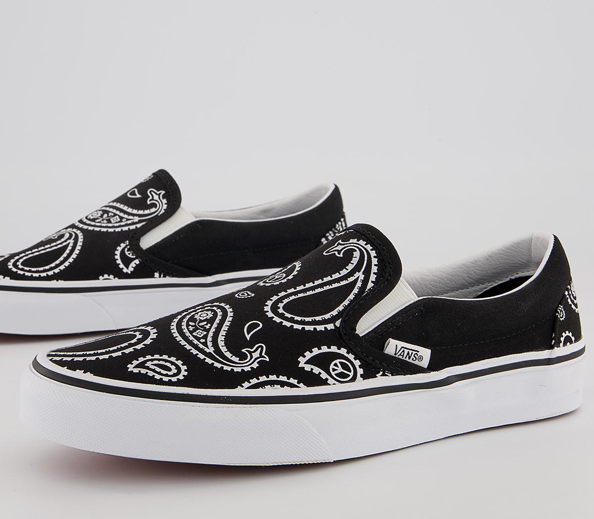 Vans Vans Classic Slip On Trainers Vans Vans Classic Slip On Trainers Paisley Black White