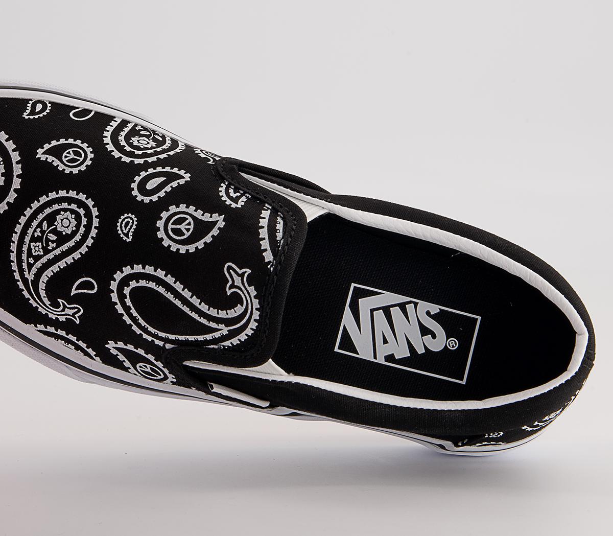 Vans Vans Classic Slip On Trainers Vans Vans Classic Slip On Trainers Paisley Black White