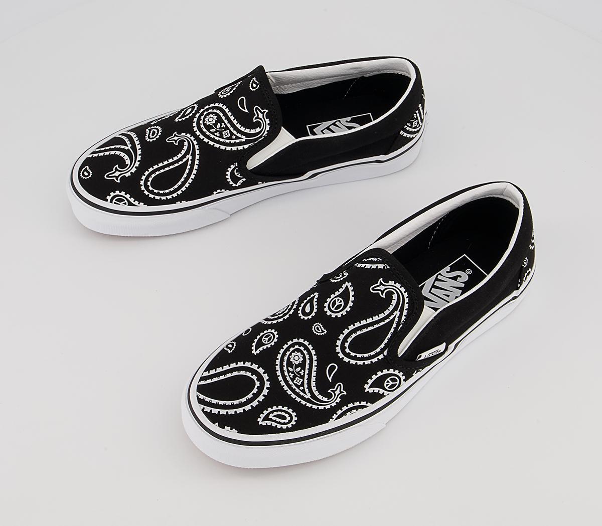 Vans Vans Classic Slip On Trainers Vans Vans Classic Slip On Trainers Paisley Black White