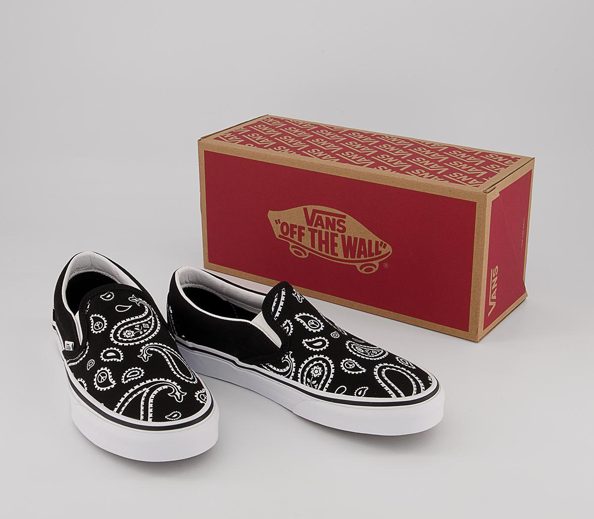 Vans Vans Classic Slip On Trainers Vans Vans Classic Slip On Trainers Paisley Black White