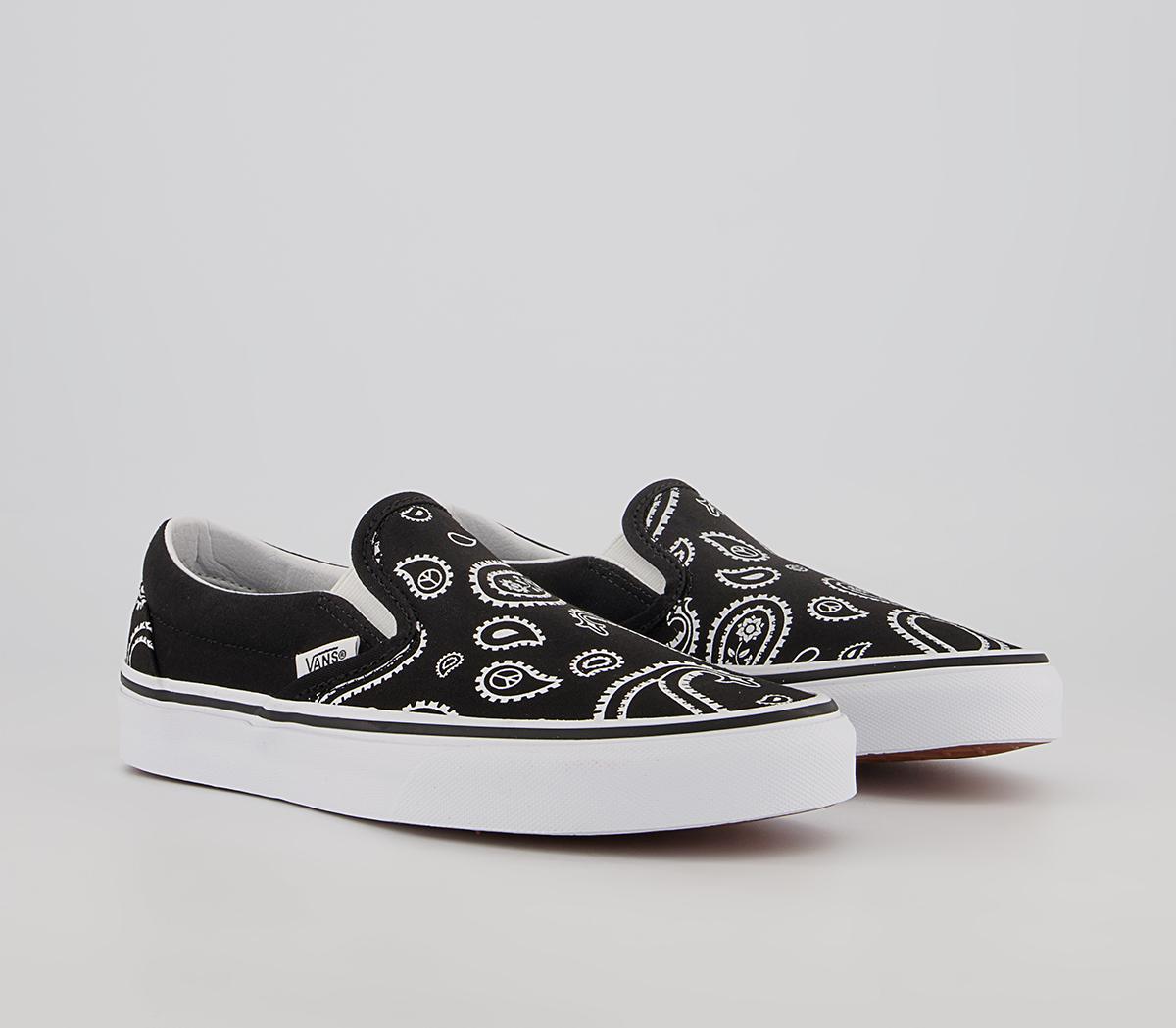 Vans Vans Classic Slip On Trainers Vans Vans Classic Slip On Trainers Paisley Black White