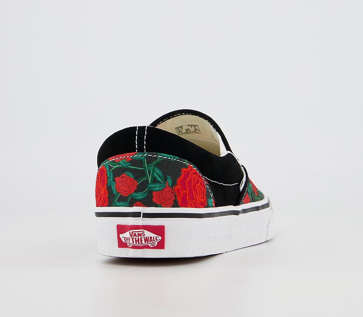 Vans Vans Classic Slip On Vans Vans Classic Slip On Black White Roses Exclusive