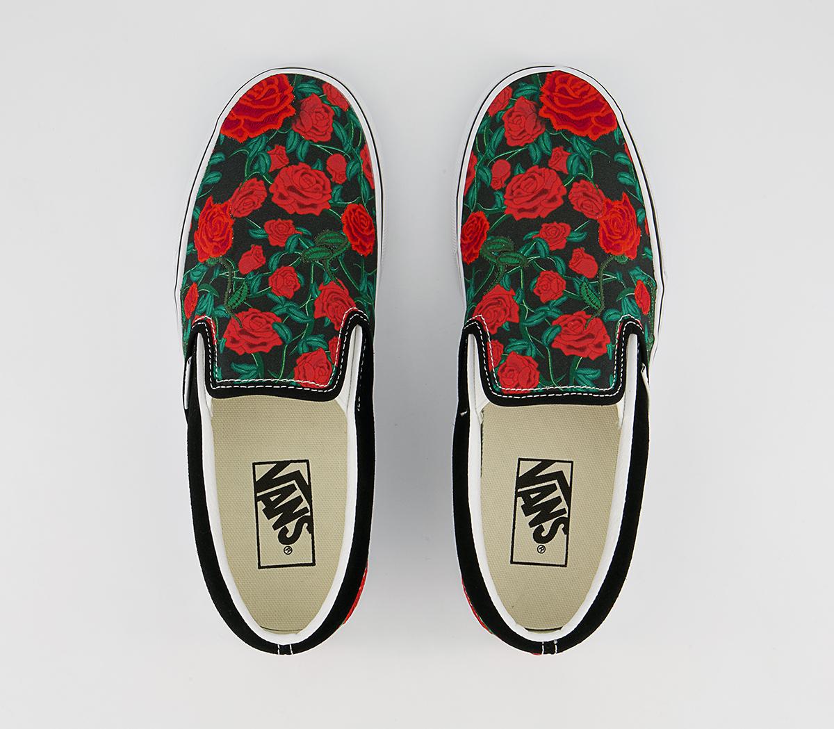 Vans Vans Classic Slip On Vans Vans Classic Slip On Black White Roses Exclusive