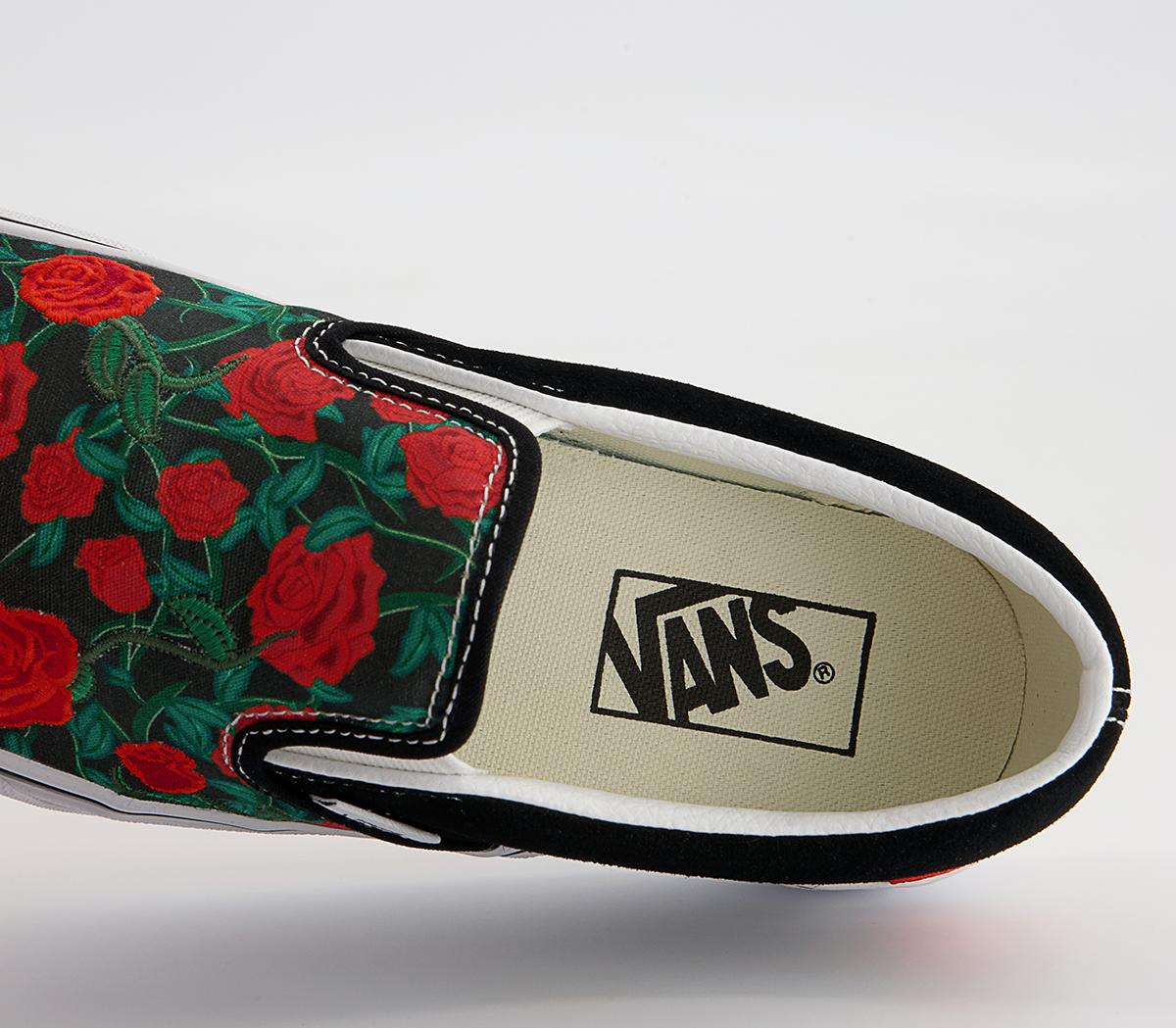 VansVans Classic Slip OnBlack White Roses Exclusive