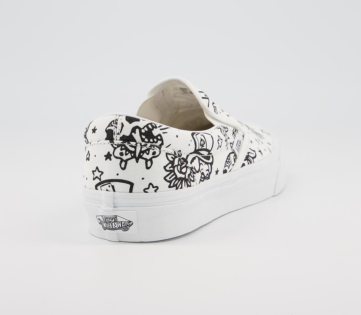 Vans Vans Classic Slip On Tattoo True White Unisex Sports