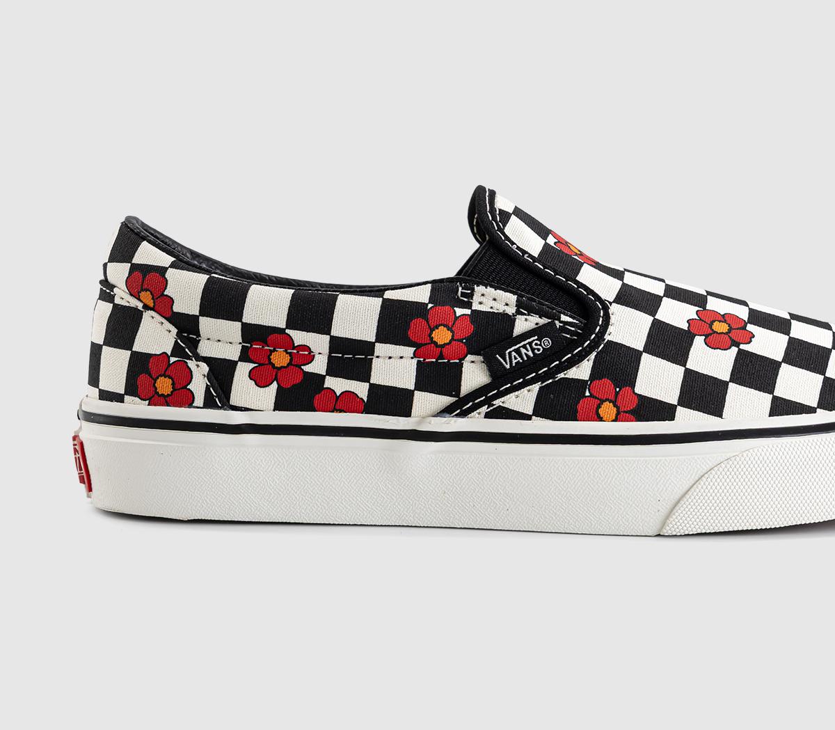 VansVans Classic Slip On TrainersBlack White Checkboard Flower