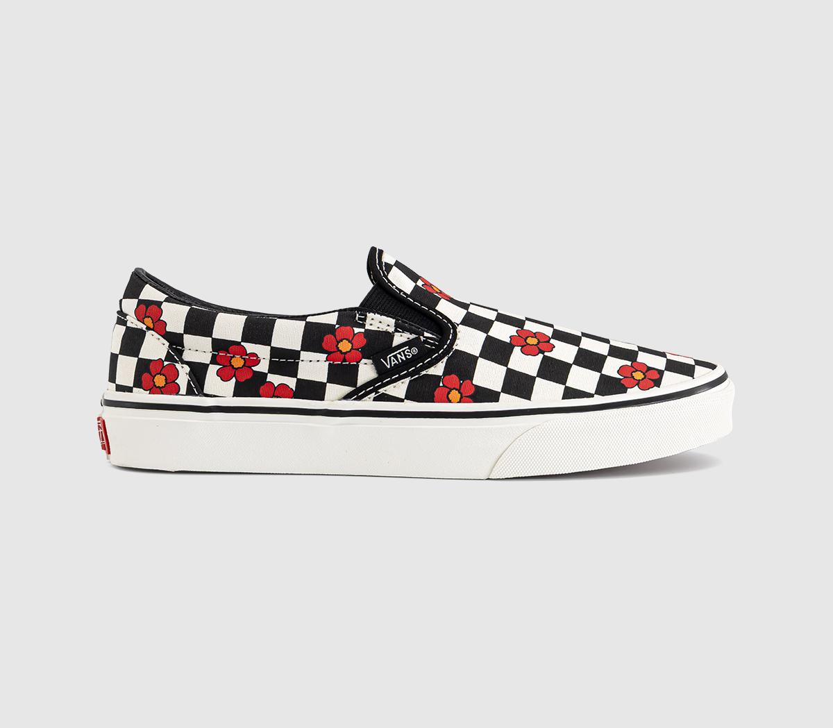 VansVans Classic Slip On TrainersBlack White Checkboard Flower