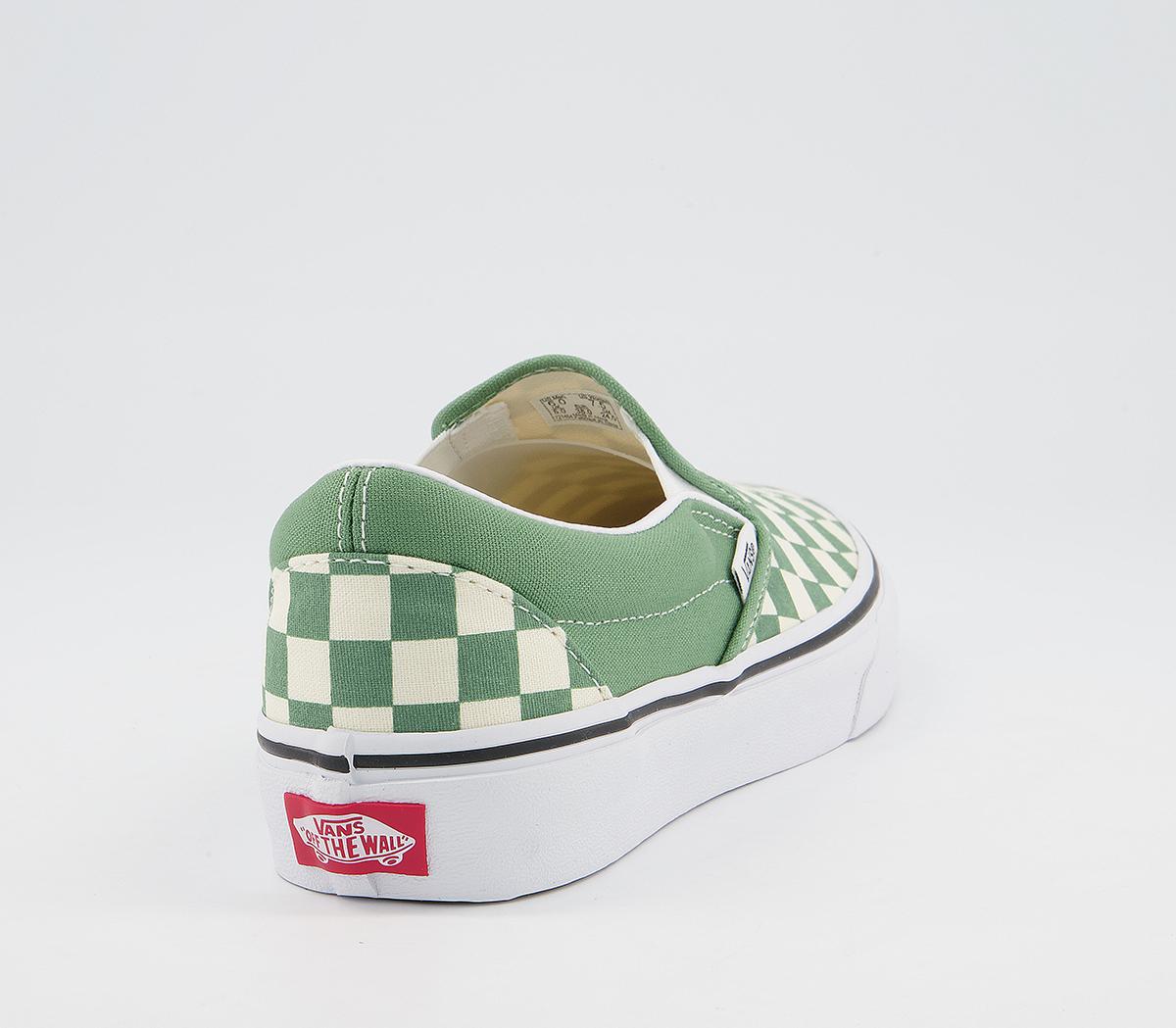 VansVans Classic Slip On TrainersCheckerboard Shale Green True White