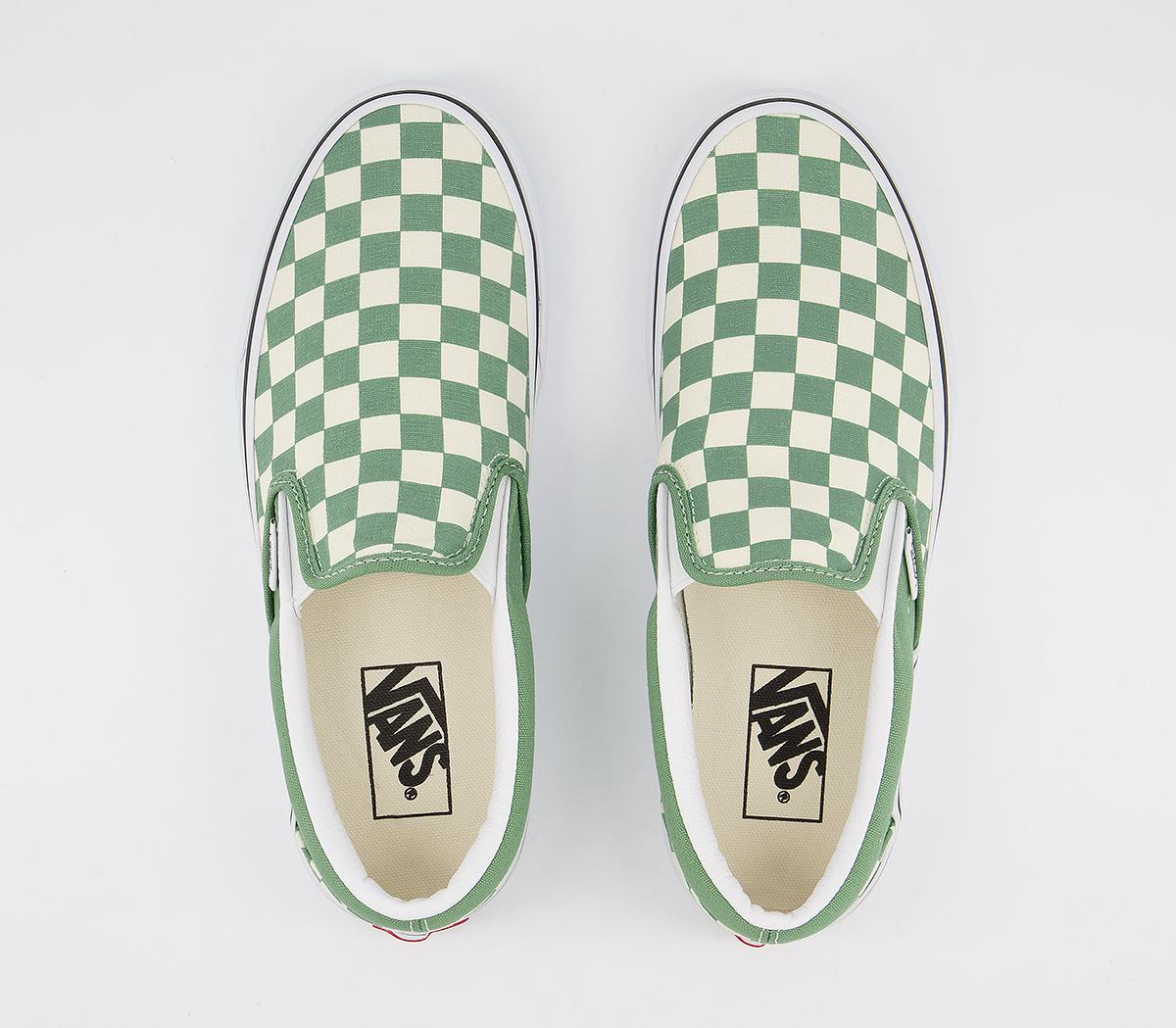 VansVans Classic Slip On TrainersCheckerboard Shale Green True White