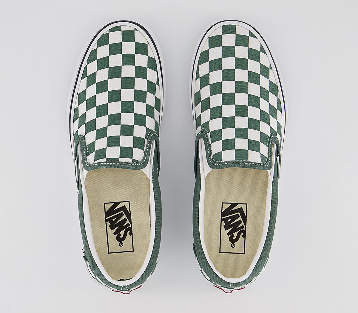 VansVans Classic Slip On TrainersColour Theory Checkerboard Duck Green