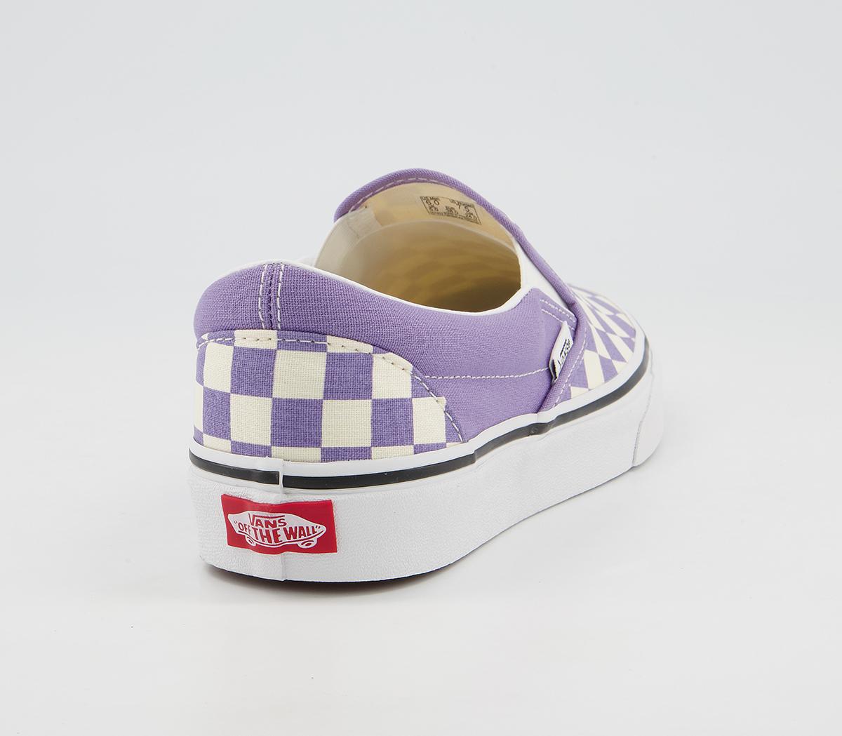 Vans Classic Slip On Trainers Vans Classic Slip On Trainers Checkerboard Violet True White