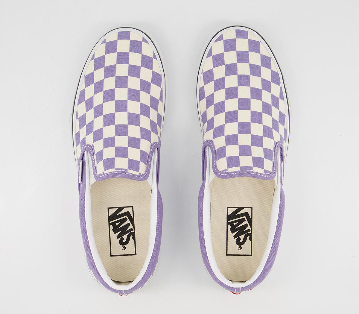 Vans Classic Slip On Trainers Vans Classic Slip On Trainers Checkerboard Violet True White