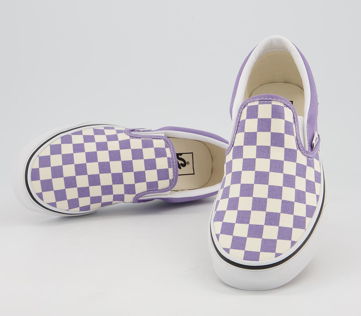 Vans Classic Slip On Trainers Vans Classic Slip On Trainers Checkerboard Violet True White