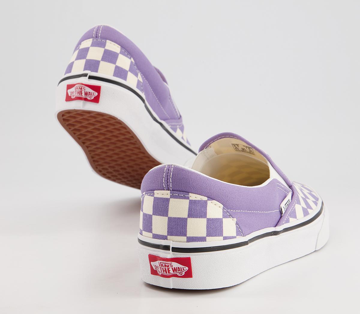 Vans Classic Slip On Trainers Vans Classic Slip On Trainers Checkerboard Violet True White
