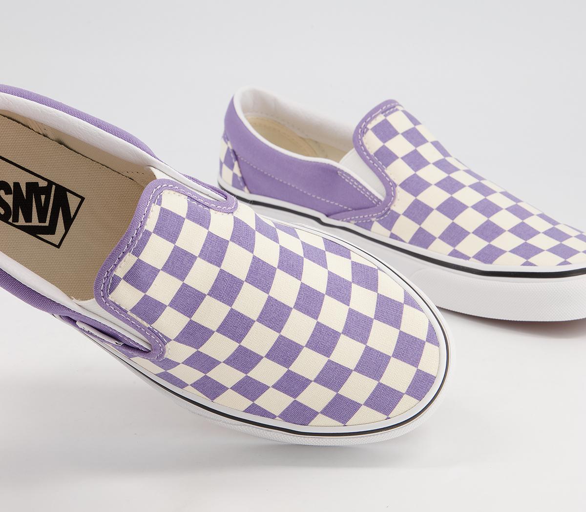 Vans Classic Slip On Trainers Vans Classic Slip On Trainers Checkerboard Violet True White